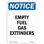 Signe de bouteilles de gaz vides