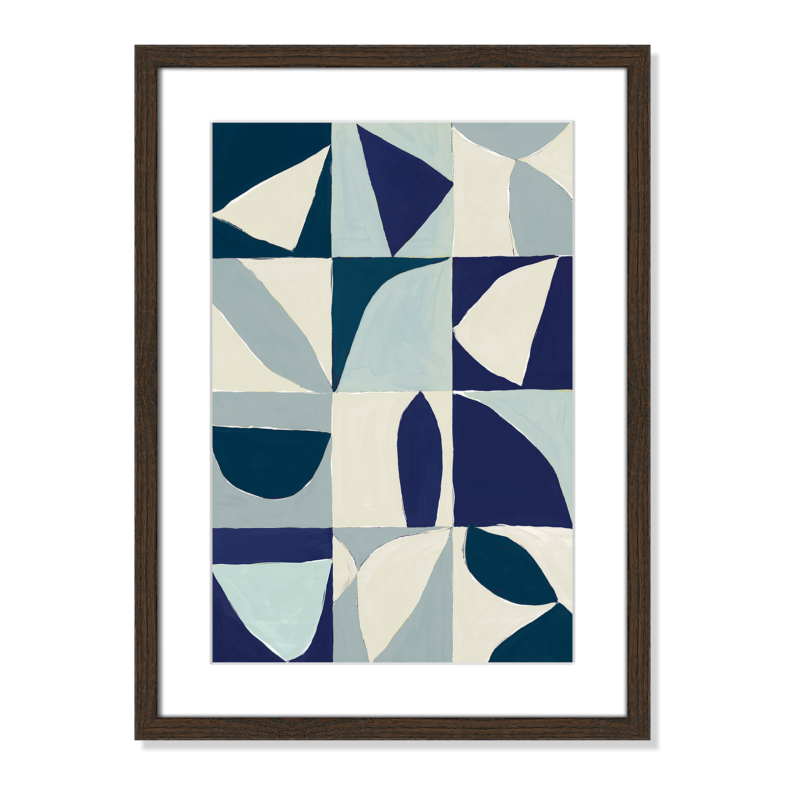 Hestia "Yellow Mayan I Blue Version" Print, 23" H x 17" W x 0.75" D, Walnut
