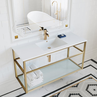 Pierre 48 Single, Open Shelf, Metal Frame Bathroom Vanity