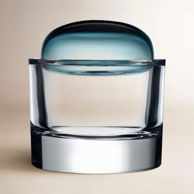 Ecrin Lead Free Crystal Jar, Petroleum Green, 7.2" H x 5.7" W x 5.7" D