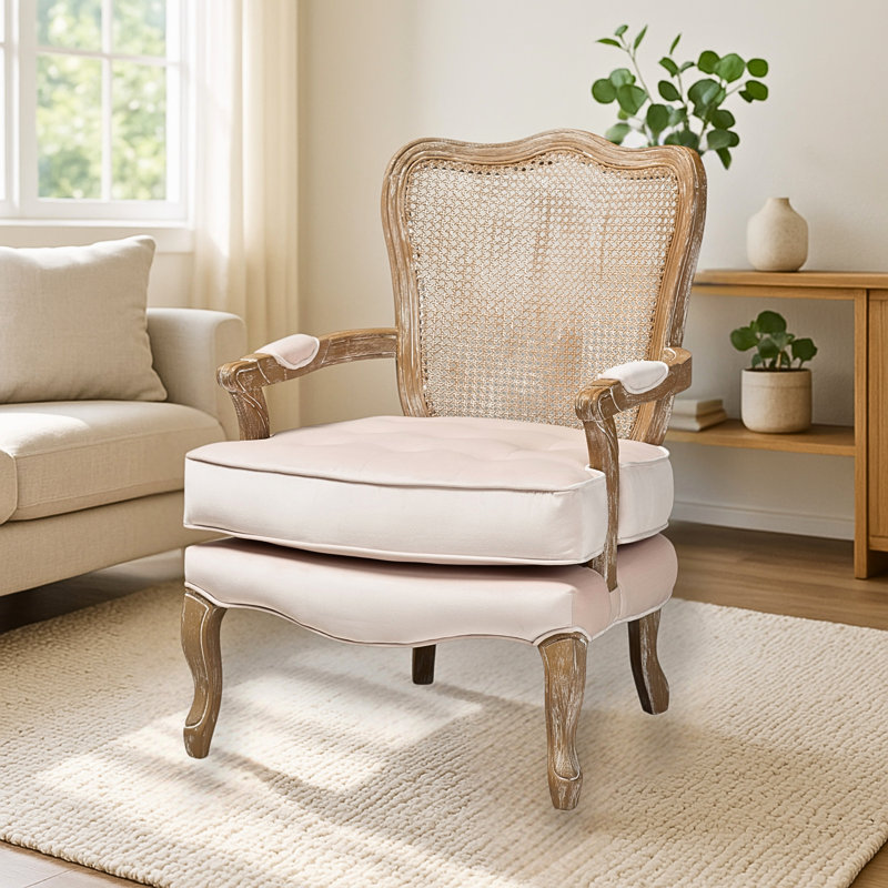 Abington Velvet Armchair, Light Beige
