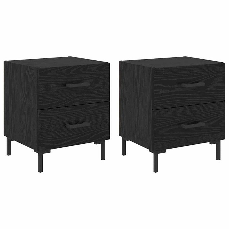 40cm W Manufactured Wood Bedside Table, Black Oak