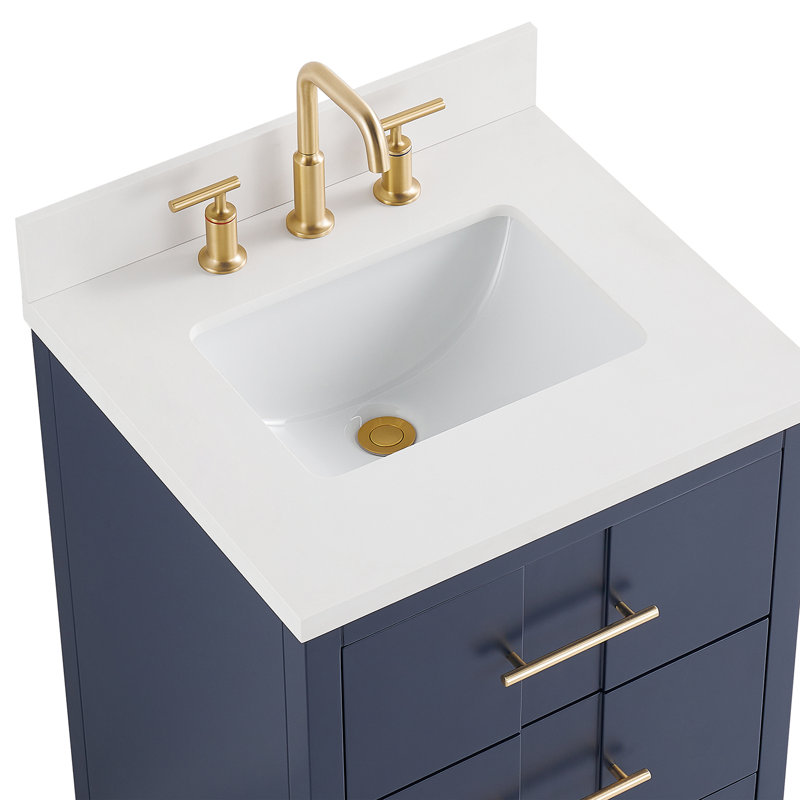 Iconic 24" Freestanding Standard Single Bathroom Vanity with Top, Navy, Gold