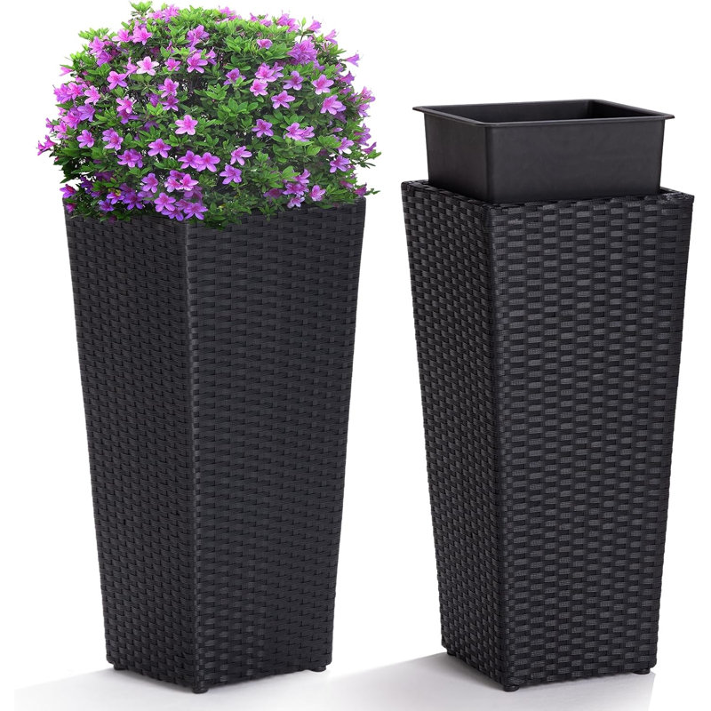 Wicker planter Rectangular - Set 2, Mocha