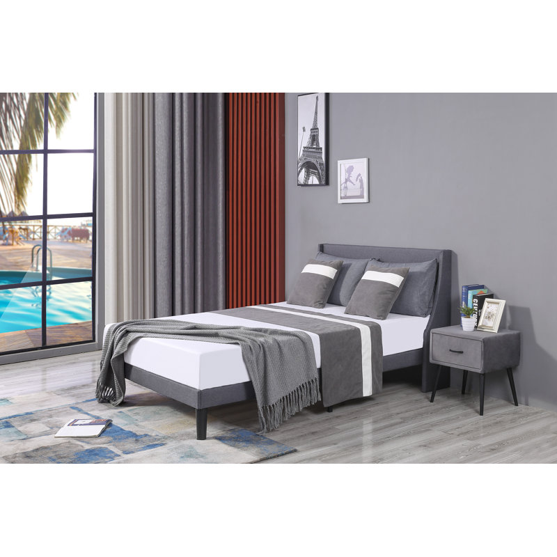 Mei Upholstered Bed, Grey, 4ft6 