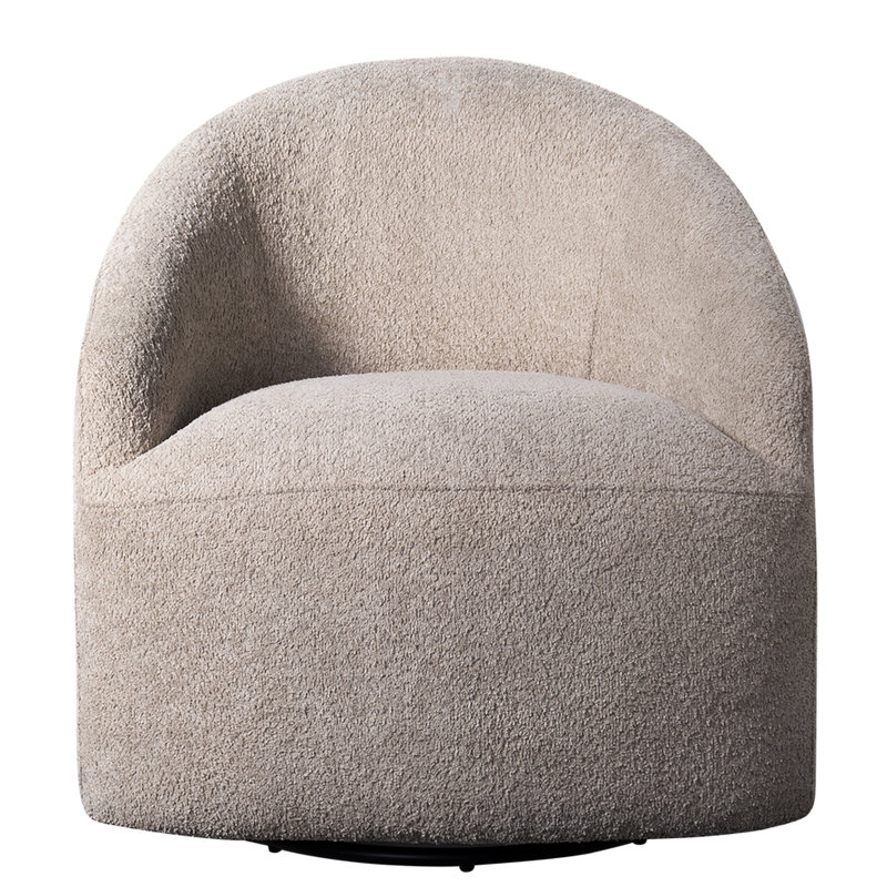 Chaise pivotante moderne à 360 degrés en tissu tissé beige confortable - berçant