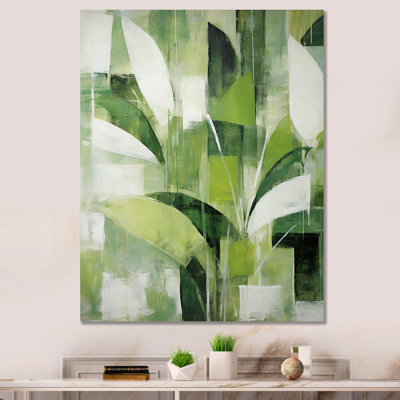 Abstrait, plantes vertes, minimalisme, collage rétro - plantes, art sur toile