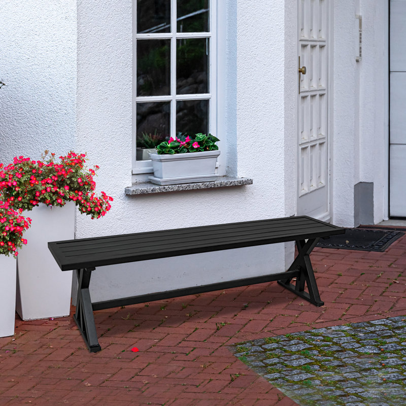 Banc d'extérieur 61,2 po, bancs en lattes métalliques pour 2-3 personnes