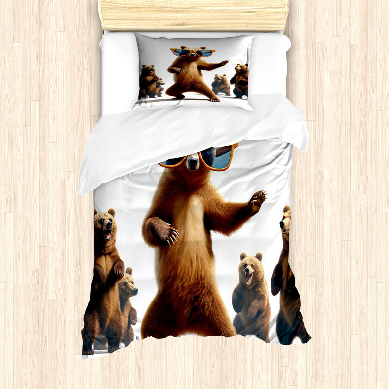 Funny Bear Duvet Cover, Twin Duvet Cover + 1 Standard Shams