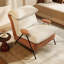 Fauteuil d'appoint moderne en chenille beige, structure en métal et tissu rembourré de 81 cm de large, avec appui-tête moelleux.-1155542504