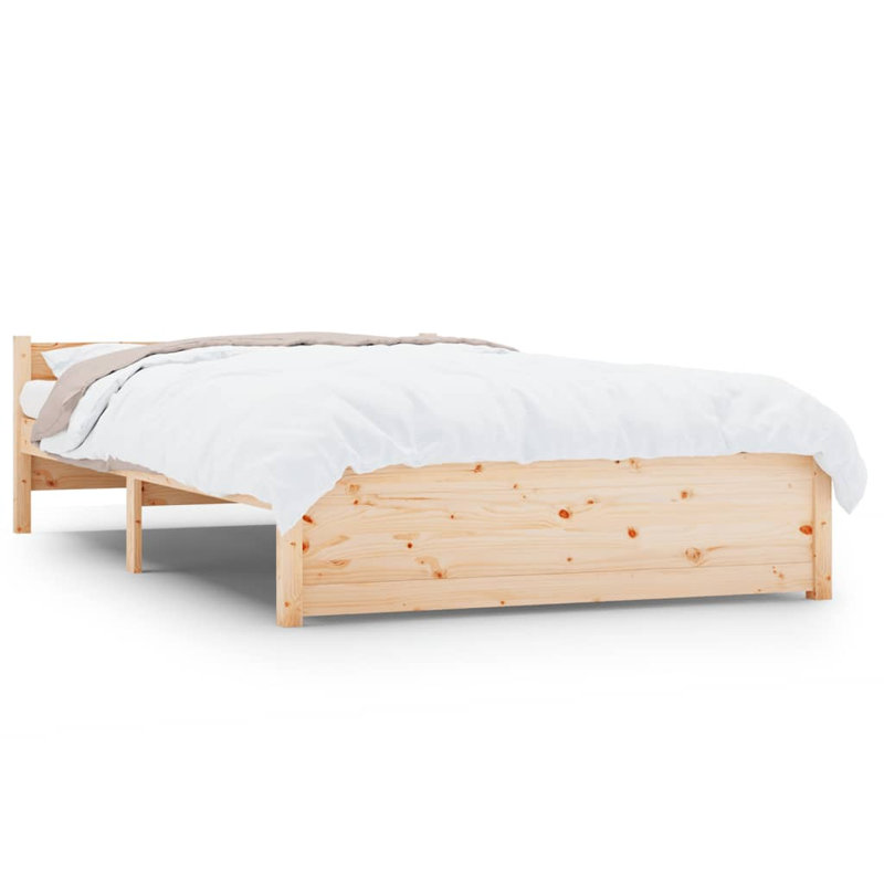 LED Bed Frame Solid Wood, Brown, Solid Wood, Small Double (4')