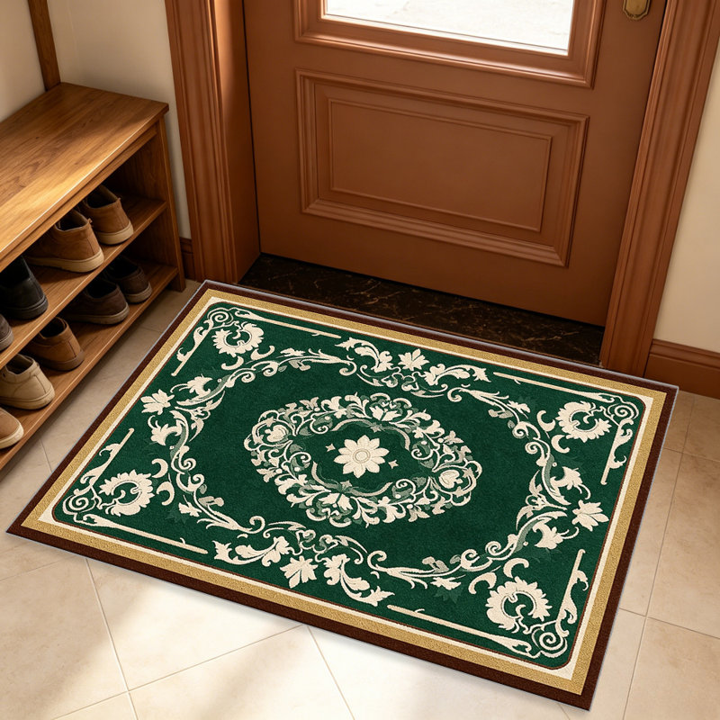 Dark Green Classic Medallion Rug carpet-easy to clean, machine-washable, soft and comfortable; suitable for door mats, kitchens, living rooms, bedrooms, corridors, and laundry areas. Easy to clean, durable carpet for home decoration.