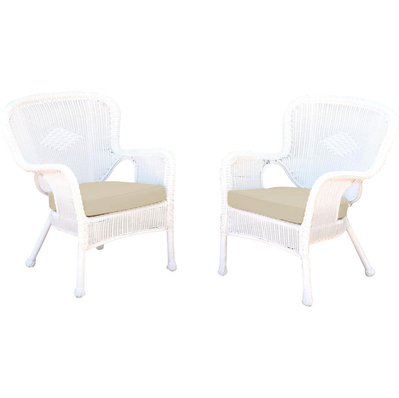 Batchelder Wicker Outdoor Lounge Chair, Ivory, White