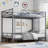Twin-Over-Twin Metal Bunk Bed with Safety Guardrails, Heavy-Duty Steel Frame, Industrial Space-Saving Design-1780743016