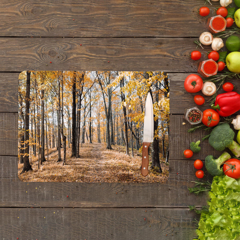 Planche à découper en verre Autumn Forest Scenery, 7,9 po x 11,8 po