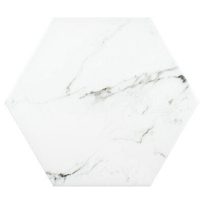 Timeless Hex Calacatta 8-5/8"" x 9-7/8"" Beveled Porcelain Patterned Wall & Floor Tile -  Merola Tile, WFFCD10TCX