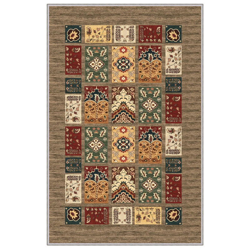 Premium Woven Area Rug, 5.9 x 9.2 Feet | 100% Polyester, 650 g/m² | Antibacterial, Non-Slip PVC Dot Underside, 0.3 in Pile Height | Machine Washable, 3D Digital Printing | Perfect for Living Room & Bedroom Decor