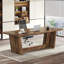 Bureau de direction 71 po pour bureau à domicile - Table d'ordinateur industrielle en bois rustique avec piédestal en bois massif, grand poste d'écriture pour bureau ou bureau - Finition résistante aux égratignures - Brun rustique