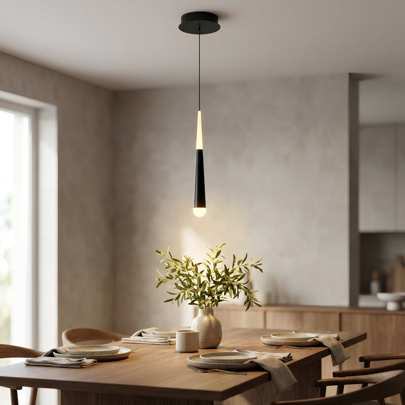 Luminaire suspendu simple 1 lumière Aeisha, Noir mat