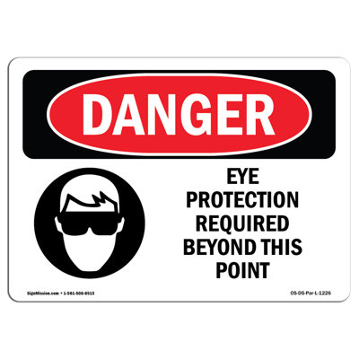 Protection oculaire requise au-delà de ce panneau