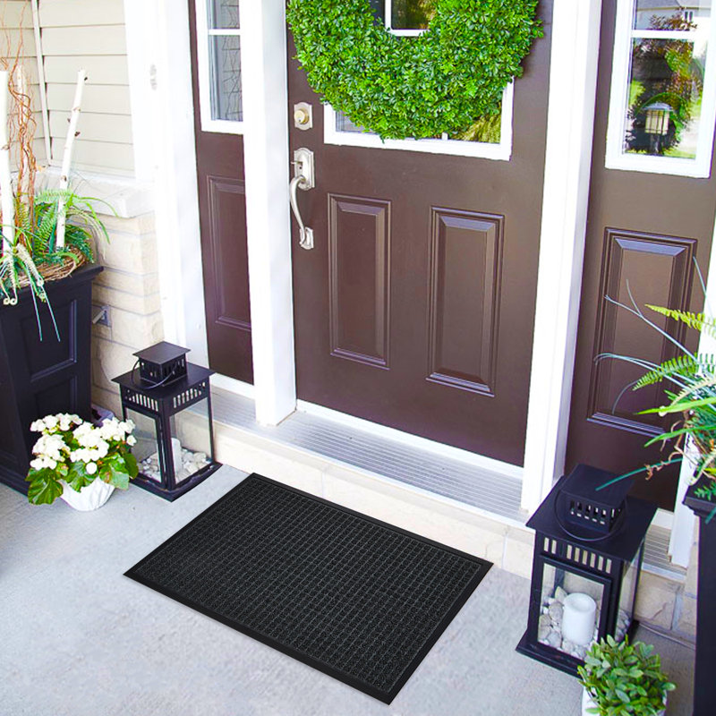 Tapis de porte extérieur antidérapant Afsah, l 24 po x P 36 po, Anthracite
