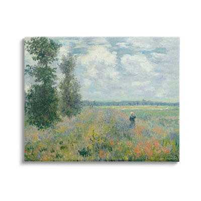 " Lone Person Floral Blossom Meadow Quaint Scene " by Lettered And Lined Painting Print