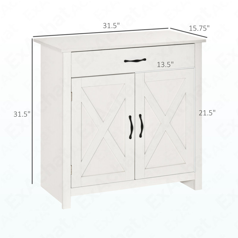 Farmhouse Barn Door Accent Cabinet - 32" Kitchen Sideboard Buffet For Multi-Space Application