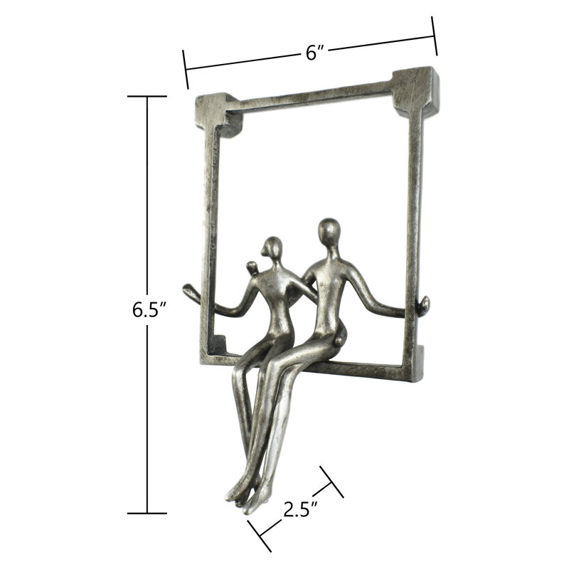 Adam and Friends Home Decor Swinging Couple Sculpture, Pewter