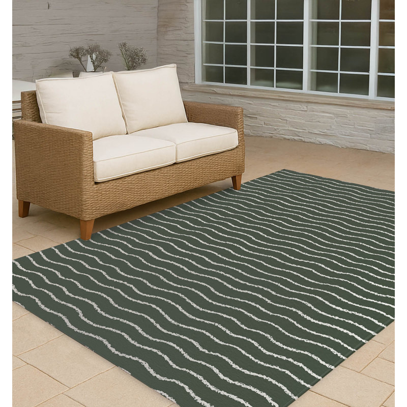 Wave Grunge Non-Slip Outdoor Rug, Rectangle 2' x 3'