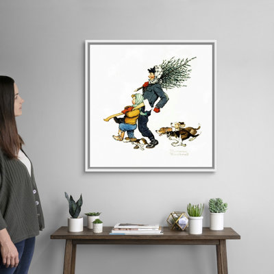 «Norman Rockwell Bringing Home The Tree», art mural sur toile