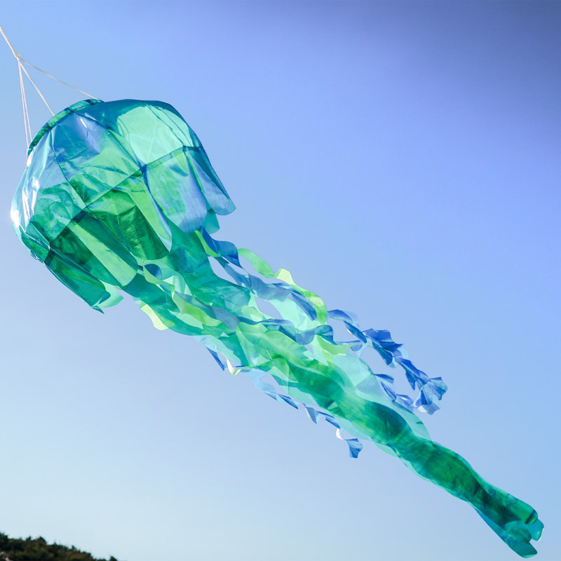 Manche à air en méduse irisée 3D, H 44 po x l 12 po, Sarcelle