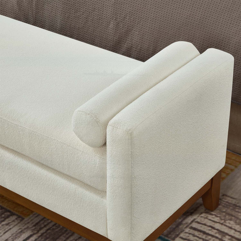 Élégant banc rembourré avec 2 coussins, Beige