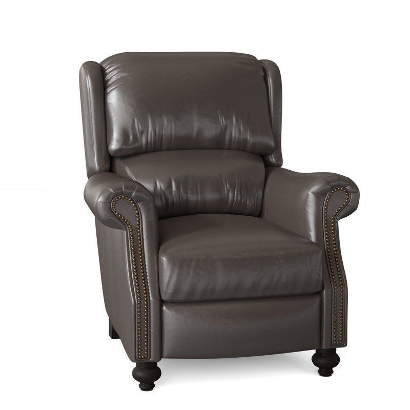 Bancroft Recliner, Aline Fumo Genuine Leather, Cobblestone, French Natural