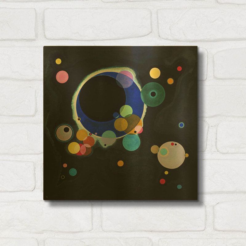 «Plusieurs cercles» par Wassily Kandinsky, art mural en métal doré, 12 po x 12 po, 12 po x 12 po