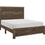 Grand lit en bois brun rustique avec tête de lit, pour rails de chambre à coucher-266170590-266170589