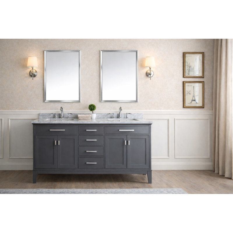 Ensemble de meuble-lavabo double 72 po Herrell, Gris érable
