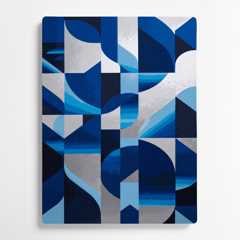 Abstract Shapes 13 Blue Metal Wall Art, 24" H x 36" W