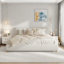 Lit rembourré moderne avec tête de lit confortable, conception encastrée et pieds en bois-802107815
