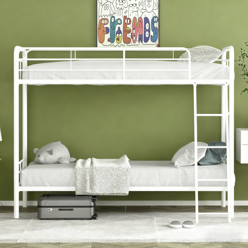 Bunk Bed with Built-in Ladder Included, White