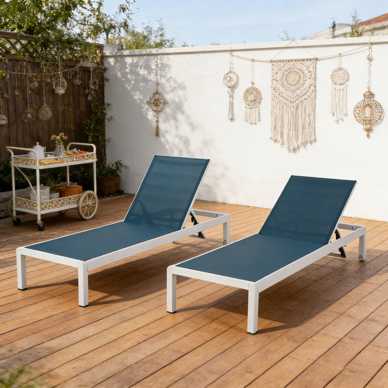 CHAISE LUNGE, 2, Blanc et bleu