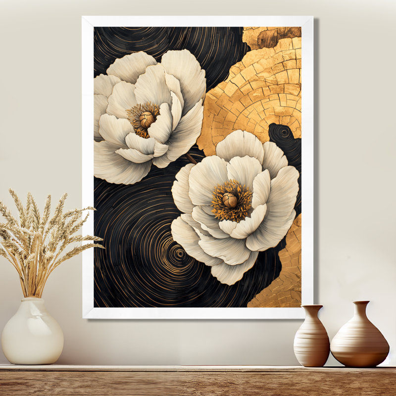 Balthrop - Floral Canvas Art Print, H 20 po x l 12 po, Reproduction encadrée sans passe-partout, Blanc
