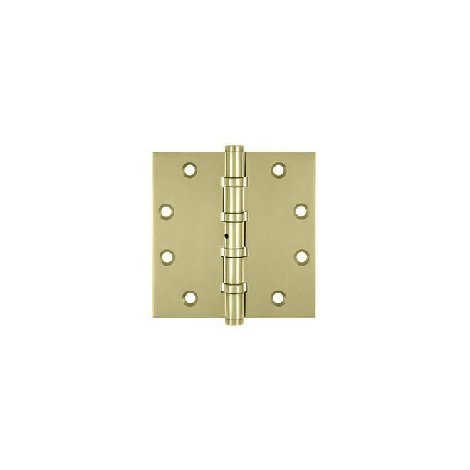 Deltana DSB45NB3-UNL charnières carrées 4 1/2 po x 4 1/2 po, roulement à billes en laiton non laqué, Laiton non laqué