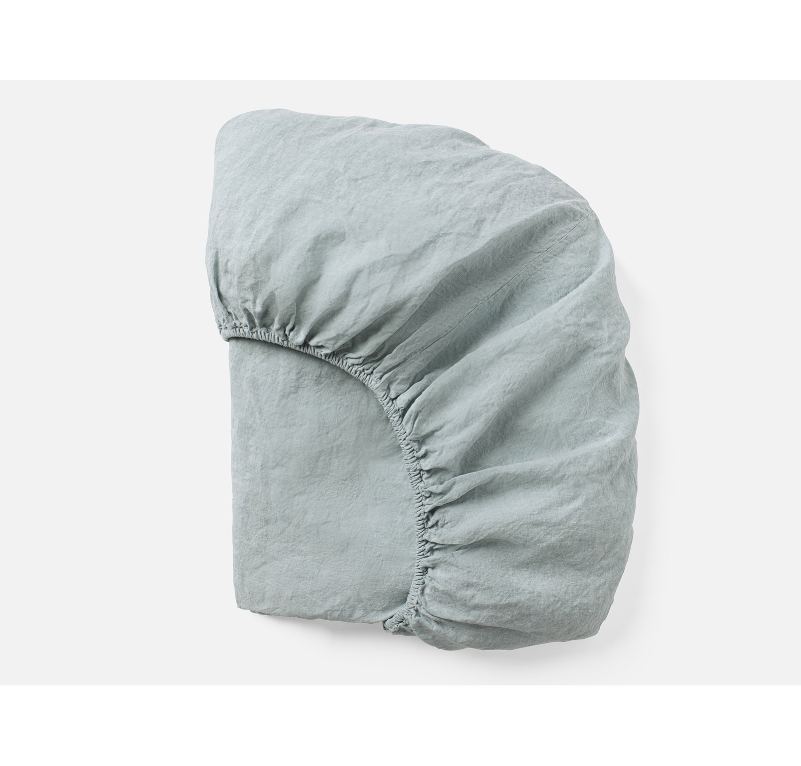 Coyuchi Organic Relaxed Linen Fitted Sheet, Queen Fitted Sheet, Pacific Blue Chambray