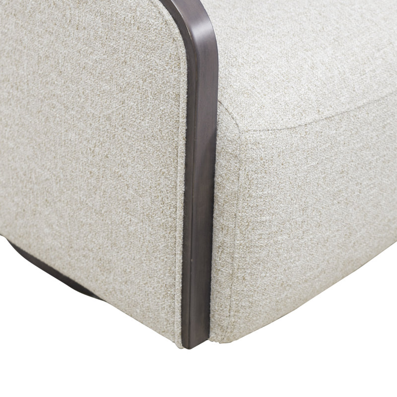 Abere Upholstered Swivel Accent Chair, Black, Beige/Black Polyester