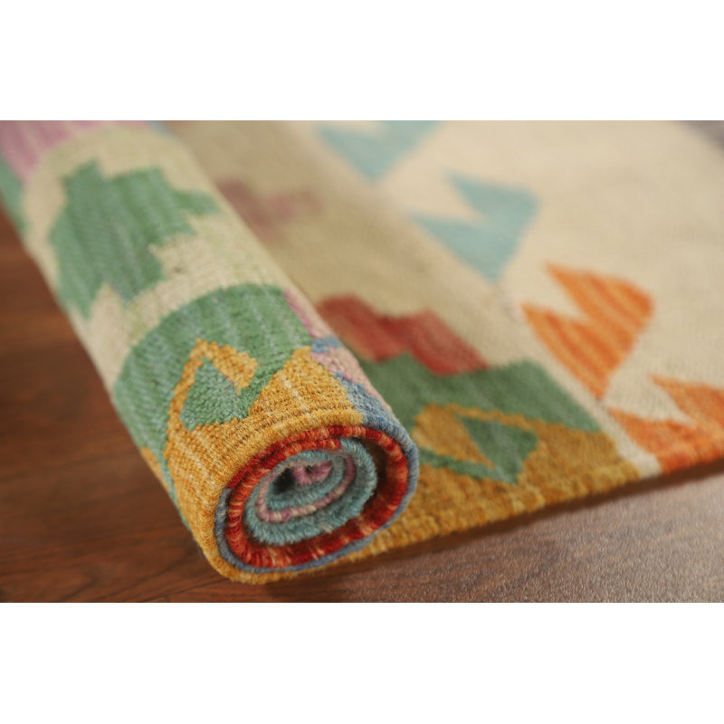 Tapis géométrique en laine pour vestibule Kilim