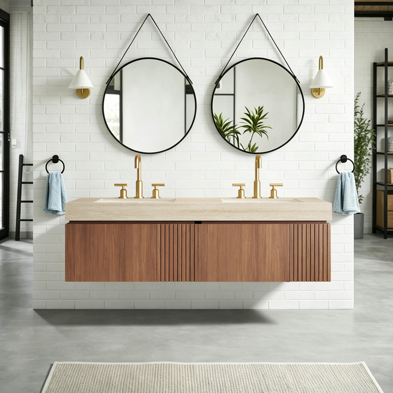 Meuble-lavabo mural de luxe de style moderne Mid-Century