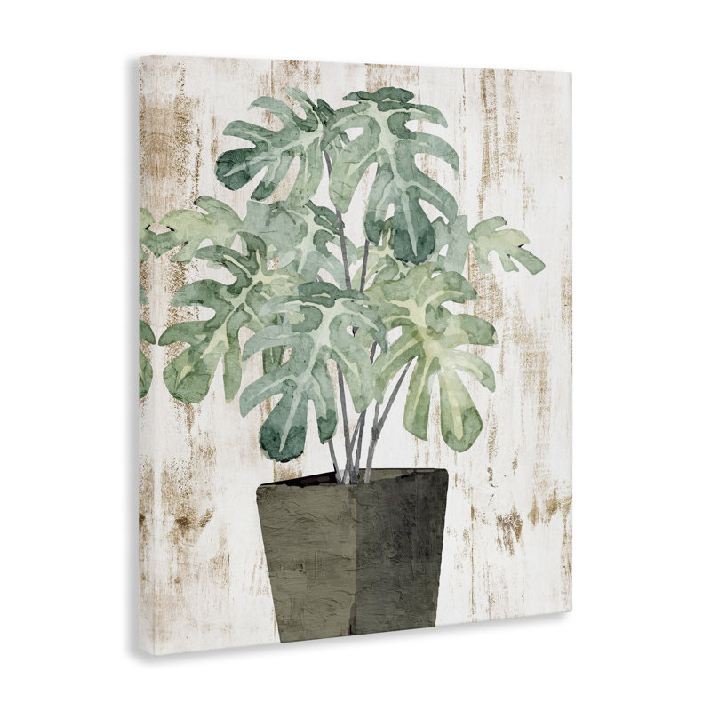 «Flower Pot Greenery», art mural sur toile par Kim Allen, H 20 po x l 16 po