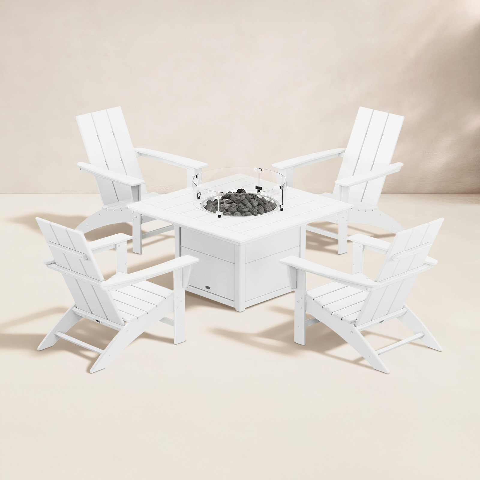 POLYWOOD® Modern Adirondack 4-Person Patio Seating Group, White