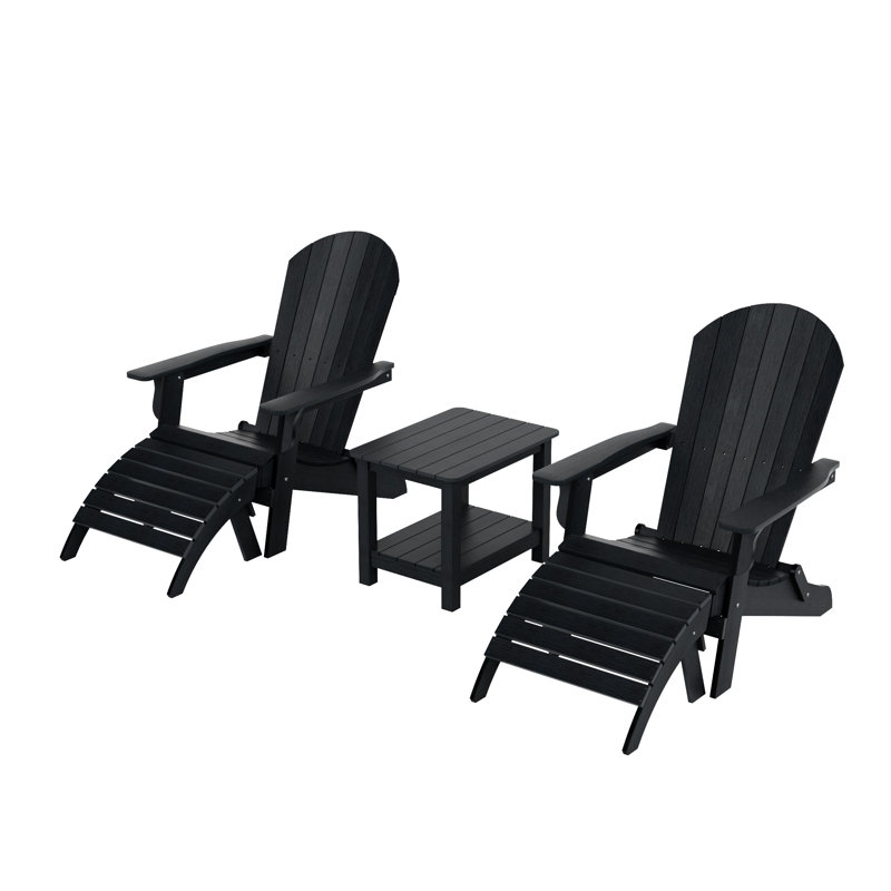 Arrlo Foldable Outdoor Adirondack Chair, Black