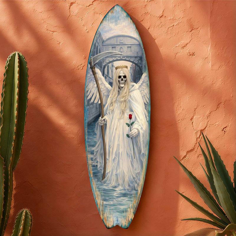 Ange de la mort, planche de surf, décoration murale d'Halloween gothique, H 60 po x l 17 po
